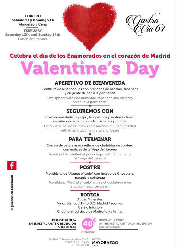 Cartel San Valentin. Hotel Mayorazgo. Madrid